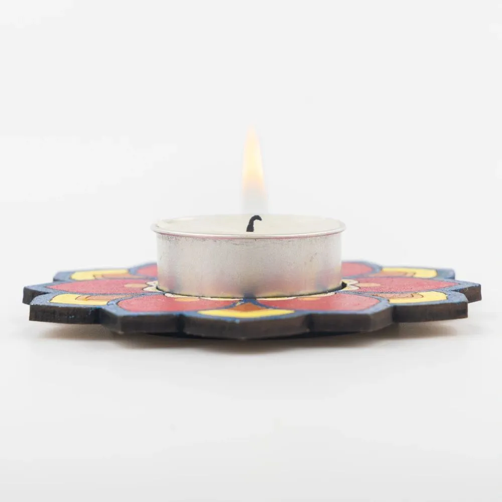 Designer double pattern MDF tealight candle holder